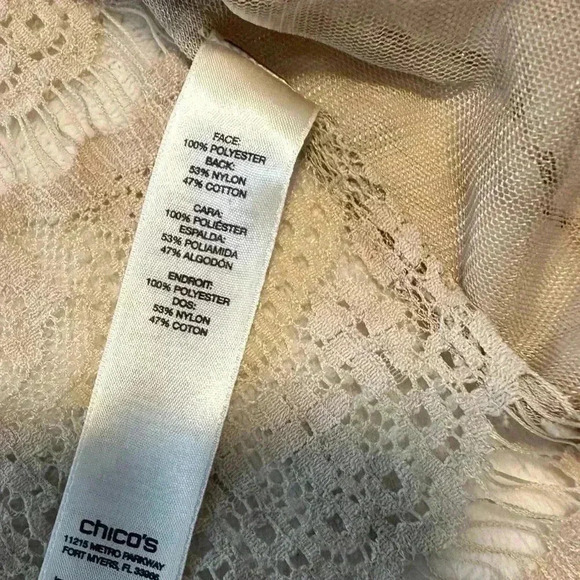 Chico’s Women Beaded Embroidery Lace Open Tan Beige Neutral Vest Plus Size XL 16 - Picture 5 of 11